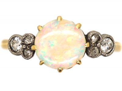 Edwardian 18ct Gold & Platinum, Opal & Diamond Ring