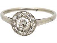 Art Deco Platinum & Diamond Round Cluster Ring