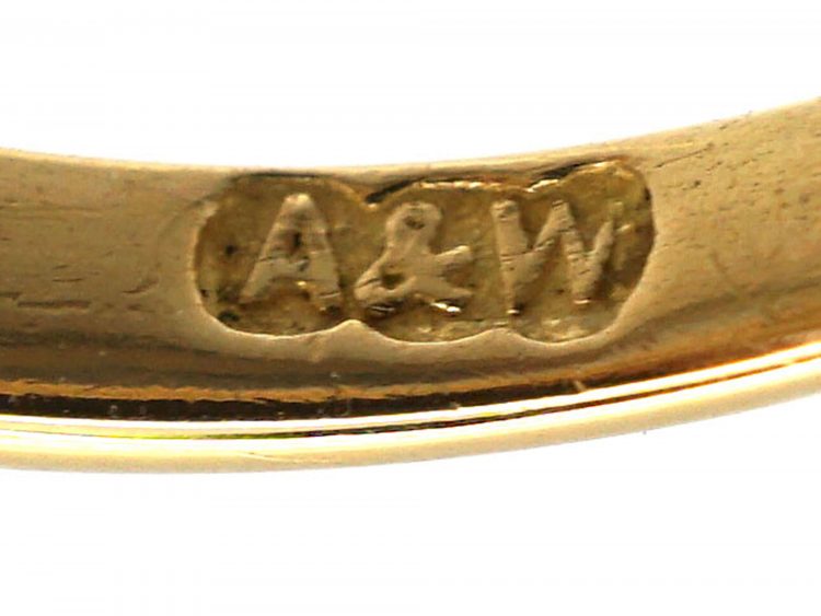 Edwardian 18ct Gold, Three Stone Opal & Diamond Ring made by Alabaster & Wilson