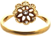 Art Deco 18ct Gold & Platinum Open Work Diamond Cluster Ring