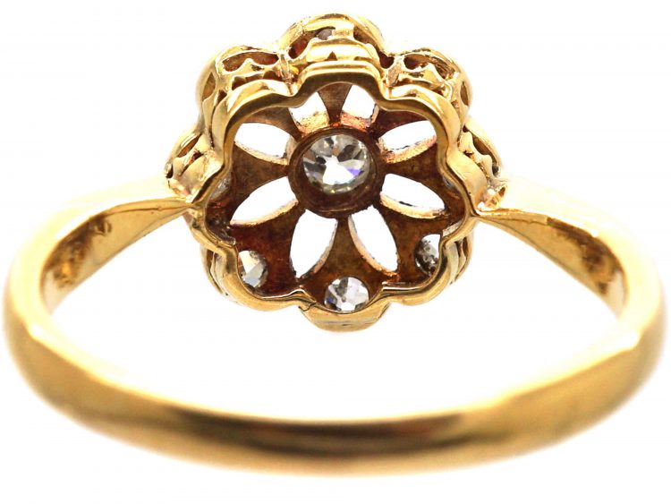 Art Deco 18ct Gold & Platinum Open Work Diamond Cluster Ring