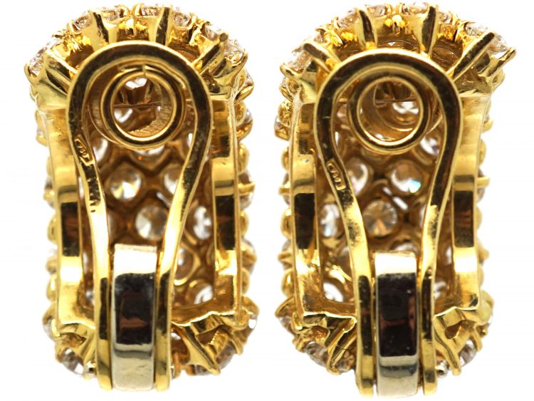 Large 18ct Gold & Diamond Half Hoop Earrings