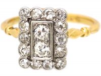 Art Deco 18ct Gold & Platinum Rectangular Ring set with Diamonds
