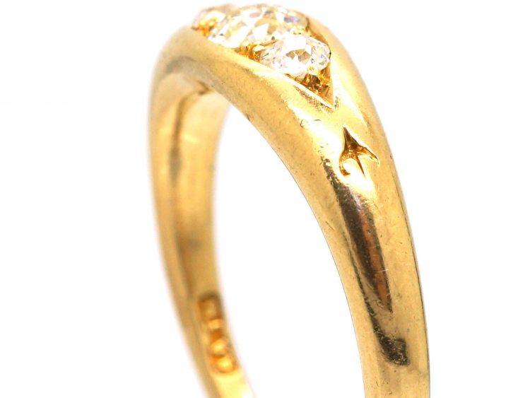 Victorian 18ct Gold Ring set with Three Old European Cut Diamonds