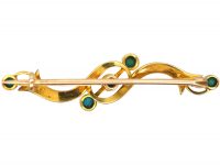 Edwardian 15ct Gold Turquoise & Natural Split Pearl Brooch