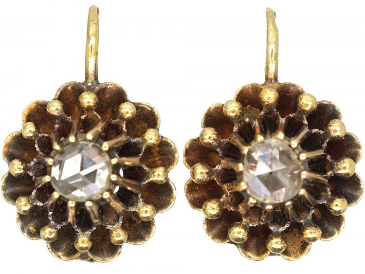 Early 20th Century 14ct Gold & Rose Diamond Earrings