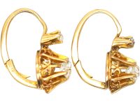 Edwardian 18ct Gold Diamond Solitaire Earrings with Rose Diamonds Above