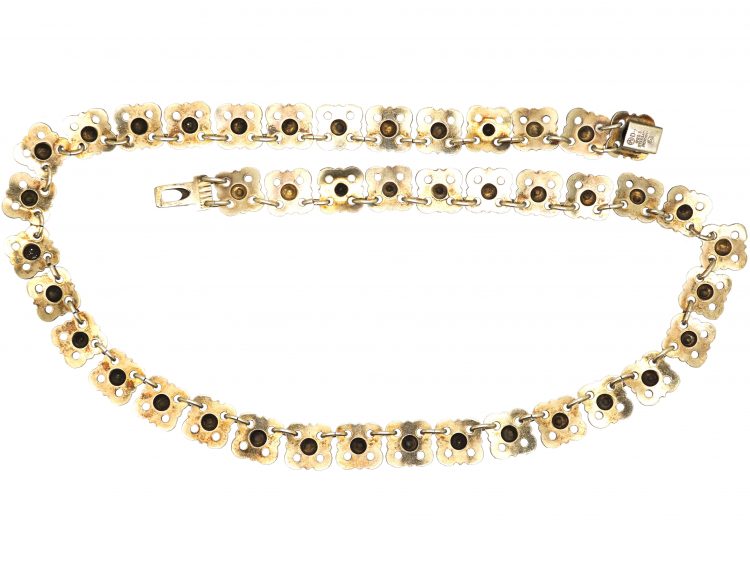 1950s Silver & White Enamel Necklace by Willy Winnaess for David Andersen