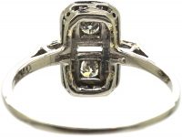 Art Deco Rectangular Shaped Ring with Round & Baguette Diamonds