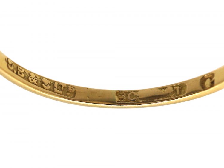 Art Deco 18ct Gold & Platinum, Amethyst & Diamond Square Ring