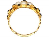 Regency 18ct Gold, Natural Split Pearl & Vauxhall Glass Cluster Ring