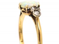 Edwardian 18ct Gold & Platinum, Opal & Diamond Ring