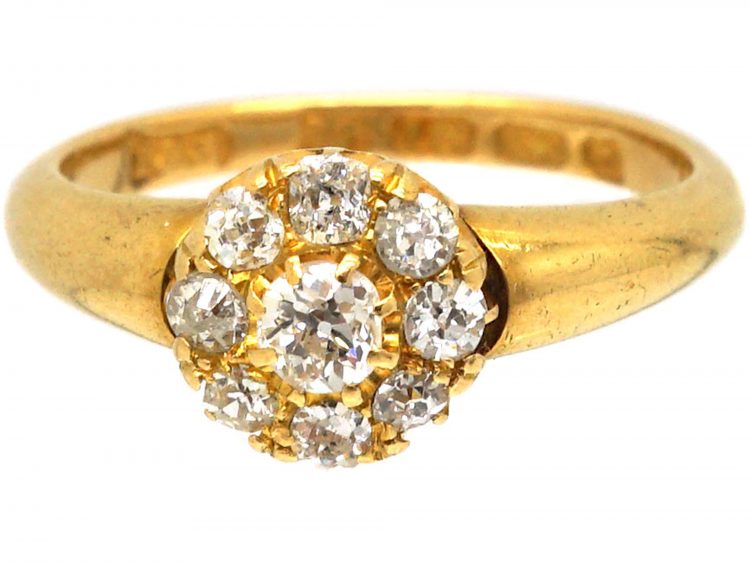 Edwardian 18ct Gold & Diamond Cluster Ring