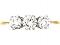 Art Deco 18ct Gold & Platinum Three Stone Diamond Ring
