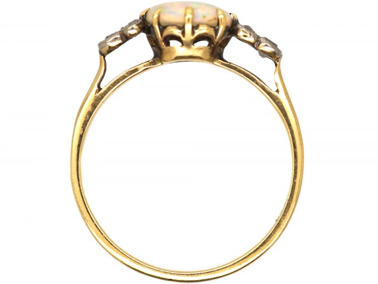 Edwardian 18ct Gold & Platinum, Opal & Diamond Ring