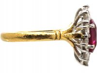 18ct Gold, Burma Ruby & Diamond Cluster Ring