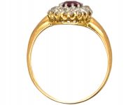 Edwardian 18ct Gold, Ruby & Diamond Cluster Ring