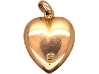 Edwardian 9ct Gold Heart Shaped Pendant set with a Turquoise