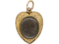 Regency 15ct Gold Heart Shaped Locket with Ivy Leaf Motif in Blue Enamel