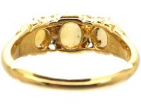 Edwardian 18ct Gold, Three Stone Opal & Diamond Ring by Deakin & Francis