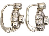 Art Deco 14ct White & Yellow Gold Diamond Daisy Cluster Earrings