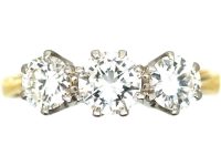 Art Deco 18ct Gold & Platinum, Three Stone Diamond Ring