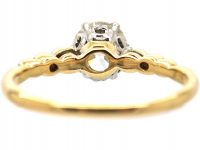 Art Deco 18ct Gold & Platinum Diamond Solitaire Ring with Diamond Set Shoulders