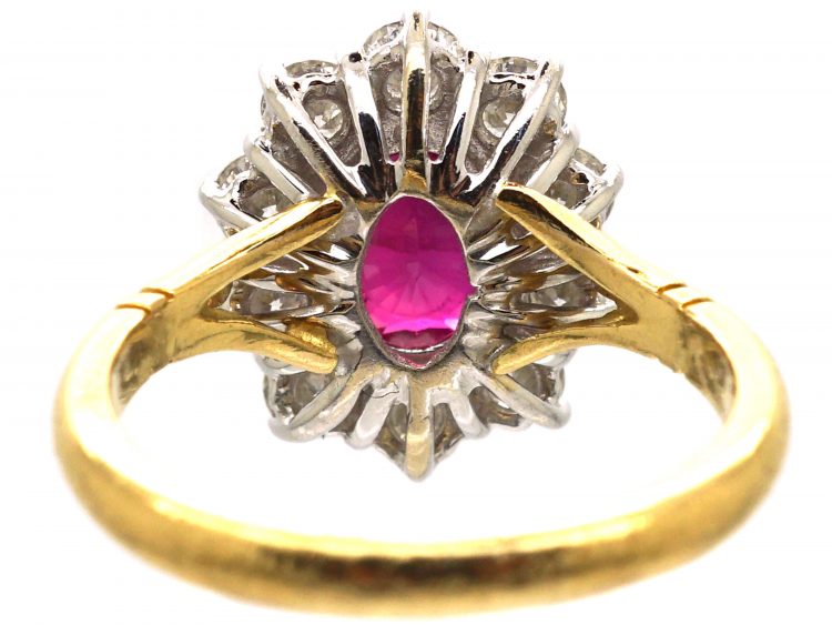 18ct Gold, Burma Ruby & Diamond Cluster Ring