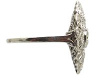 Art Deco Platinum, Large Diamond Set Oval Shaped Ring