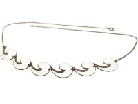 Silver & White Enamel Necklace by Albert T Scharning