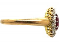 Edwardian 18ct Gold, Ruby & Diamond Cluster Ring
