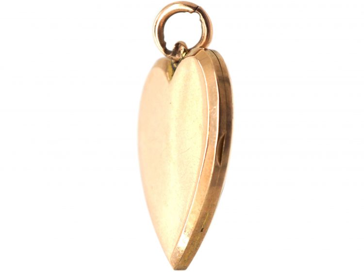 Edwardian 9ct Gold Plain Heart Shaped Locket