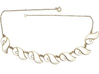 1950s Silver & White Enamel Necklace by Finn Jensen