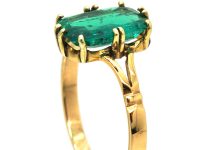 Edwardian 18ct Gold & Colombian Emerald Solitaire Ring
