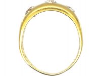 Victorian 18ct Gold, Three Stone Old Mine Cut Diamond Rub Over Set Ring