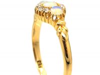Edwardian 18ct Gold, Three Stone Opal & Diamond Ring made by Alabaster & Wilson