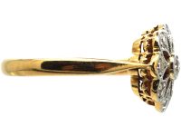 Art Deco 18ct Gold & Platinum Open Work Diamond Cluster Ring