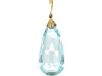 Art Deco 15ct Gold & Platinum , Large Aquamarine & Rose Diamond Pendant