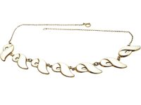 1950s Silver & White Enamel Necklace by Finn Jensen