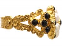 Regency 18ct Gold, Natural Split Pearl & Vauxhall Glass Cluster Ring