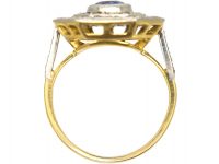 Art Deco 18ct Gold & Platinum, Sapphire & Diamond Octagonal Shaped Ring