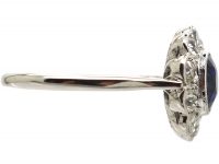 18ct White Gold & Platinum, Sapphire & Diamond Cluster Ring