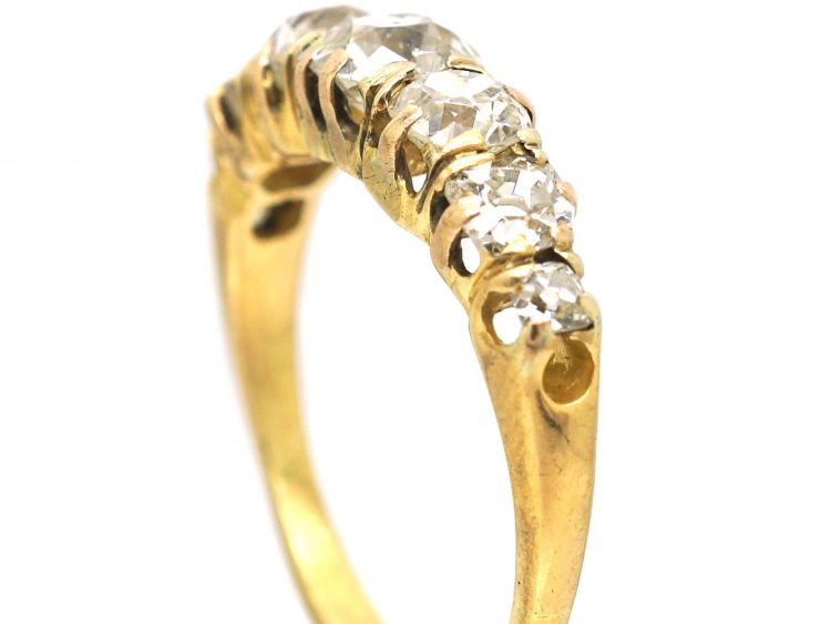Victorian 18ct Gold, Seven Stone Old Mine Cut Diamond Ring