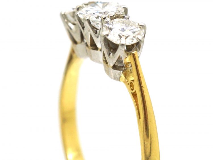 Art Deco 18ct Gold & Platinum, Three Stone Diamond Ring