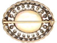 Edwardian 15ct Gold & Silver, Large Opal & Diamond Brooch