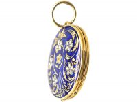 Early 19th Century 15ct Gold Double Sided Swiss Enamel Round Locket with Pansy Motifs