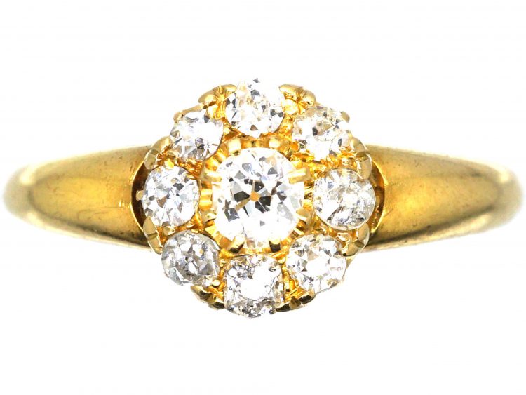 Edwardian 18ct Gold & Diamond Cluster Ring