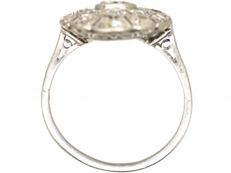 Art Deco Platinum, Large Diamond Set Oval Shaped Ring