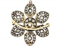 Georgian Flower Brooch & Pendant set with Old Mine Cut Diamonds
