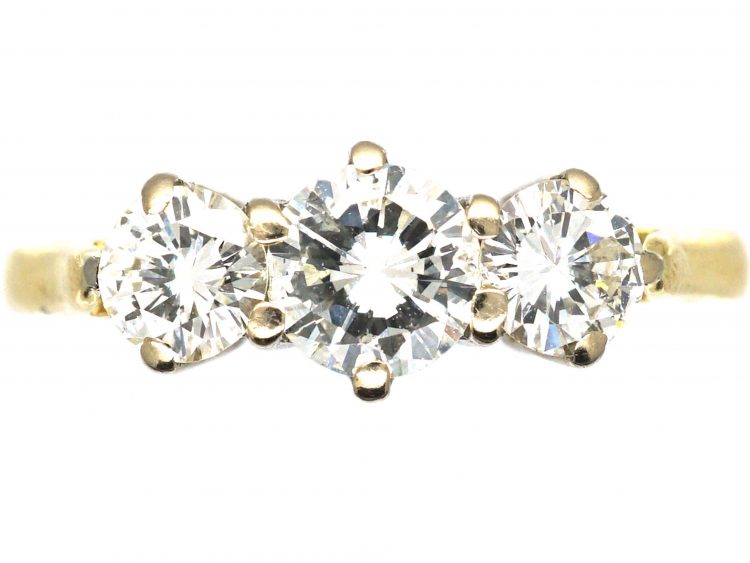 1950s 18ct Gold, Three Stone Diamond Ring